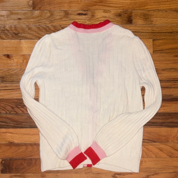 Women’s sweater| LOFT White Cardigan with Red and pink Trim💕❤️Size Small Exc! - Picture 8 of 8